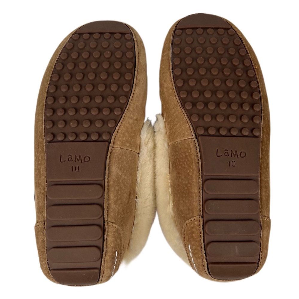 Lamo Womens Tan Suede Faux Shearling Lined Moccasin Slipper Size 10 - Picture 5 of 7